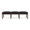Lesro Lenox Wood 3 Seat Bench Wood Frame, Walnut, MD Black Upholstery LW3001 - alternate 1